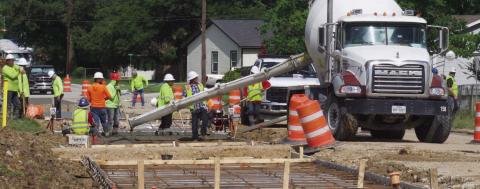 Workers dodge showers and downpours as work on Orange Street and drainage projects continue near Vidor High School. Vidor ISD said he had not received a recent estimate for completion of the project but he was hoping street work near the high school by the time school starts for the 2025-2026 school year.