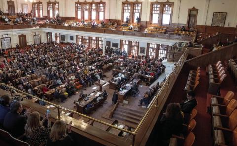 Gov. Greg Abbott addresses the Texas House during the Opening Day of the 88th Texas Legislature at the Texas Capitol. School vouchers will have strong support in the Texas Legislature next year but some opponents hope proponents will fail to agree on the details of the proposed program. Credit: Bob Daemmrich for The Texas Tribune