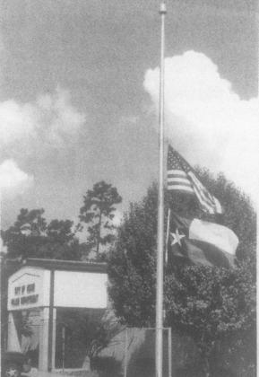 Flags at the Vidor Police Department were flown at half staff Friday in honor of Vidor Mayor Joe Hopkins who died Wednesday. In his fifth term, Hopkins was Vidor's longest serving Mayor. Archive Photo