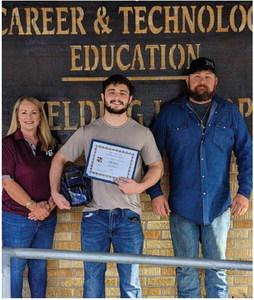 Congratulations to seniors Kelly So and Seth Rogers on being named the Vidor High School CTE Students of the Month for August. Kelly is in the CTE Health Science Nursing program, and Seth is in the CTE Welding program. Pictured (Left photo) are Health Science Teacher Misti Franklin, Kelly So, and CTE Director Penny Singleton. Pictured (Right photo) are CTE Director Penny Singleton, Seth Rogers, and Welding Instructor Jamie Whisneant VISD Courtesy Photo