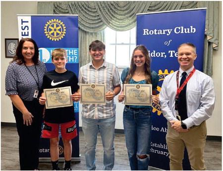 On Monday the Rotary Club of Vidor Texas honored the Vidor High School September Students of the Month with a luncheon at the weekly Rotary meeting. Congratulations to Jayden Magee (9th grade), Reagan Harvey (10th grade), Conner Davis (11th grade), and Brendon Jordan (12th grade). VISD Courtesy Photo