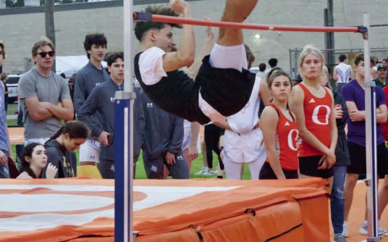 Bryce Dubose cleared 6” 2’ to place first in the boys’ high jump at the Orangefield Relays Photo by Randall Luker