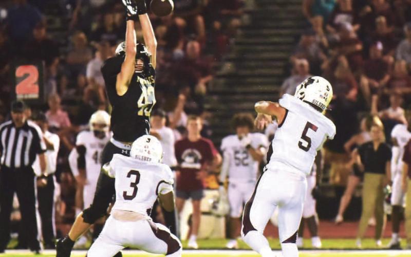 Brayden Root blocks a Silsbee pass. Root had one interception Friday night.
