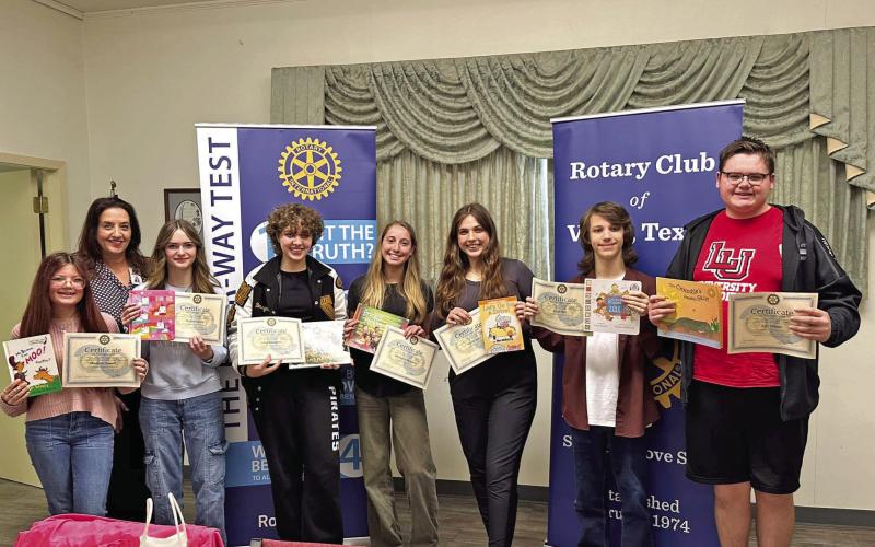 The Rotary Club of Vidor Texas recognized the Vidor High School December and January students of the month with a luncheon in their honor. Pictured are December Students of the Month Averie Garris, Michaela Droptini, Lane Mathues and Olivia Aery along with January Students of the Month Maddison Cassell, Ryan Hill, Eric Odom and Julia Bourgeois.