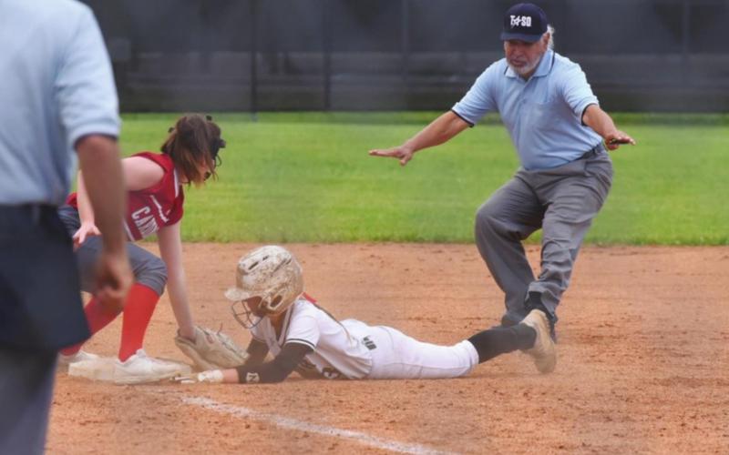 Skyler Head slides safely into third base on a steal in Friday’s BC game