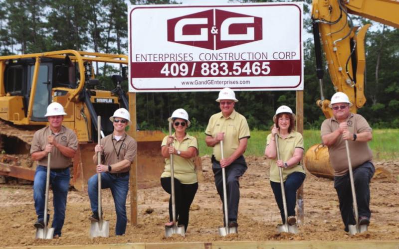 Vidor ISD school board members and Superintendent of Schools Dr. Jay Killgo break ground for the new Vidor Middle School Thursday. courtesy photo