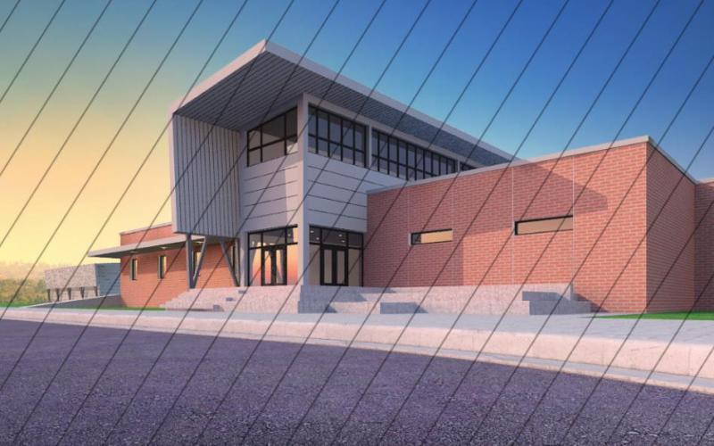 Architect’s rendition of Vidor Middle School entrance.