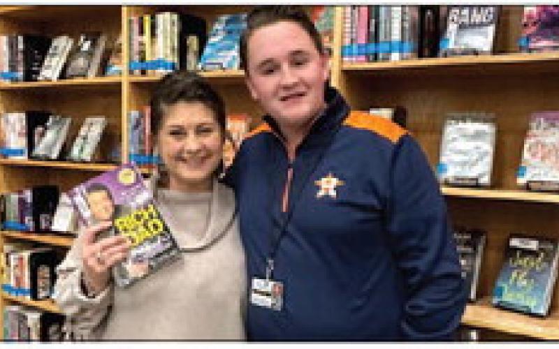 School Board Secretary Carrie Vincent pictured with VHS student Gage Downey.