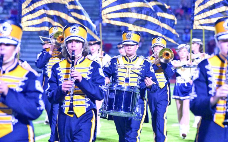 The Vidor High School Mighty Pirate Marching Band competed in the Region X Marching Contest held Saturday at Port Neches Groves High School along with 28 other local high school bands. Following their performance judges awarded Vidor a 1 rating with the band now advancing to state competition.