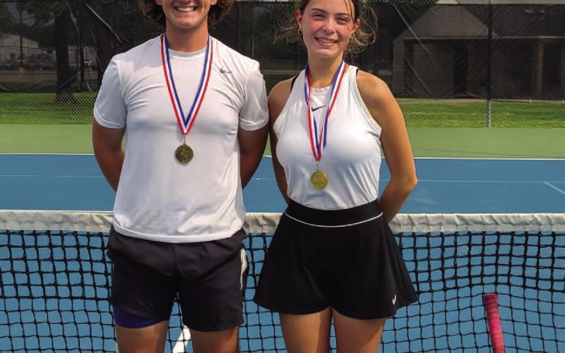 Mixed Double District Champions Shepard Rowe and Samantha Spence will advance to Regional competition in Mixed Doubles. Photos by Randall Luker