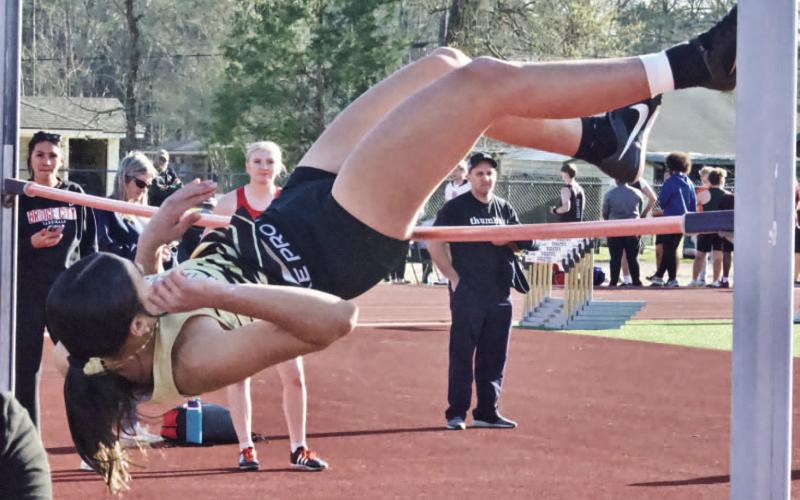 Laikynn Jones cleared 4’ 10” to earn second place in the high jump at the Vidor meet.