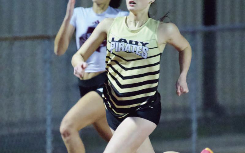 Gianna Roche took first place in the Girls 400 meter race at the Vidor meet last week with a time of 1:04.7.