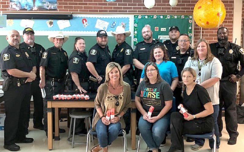 The VISD Police and Security officers with school nurses, training to use Epi Pens and receiving tourniquets. Courtesy Photos