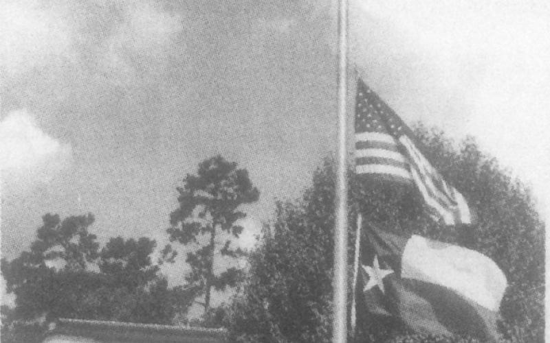 Flags at the Vidor Police Department were flown at half staff Friday in honor of Vidor Mayor Joe Hopkins who died Wednesday. In his fifth term, Hopkins was Vidor's longest serving Mayor. Archive Photo