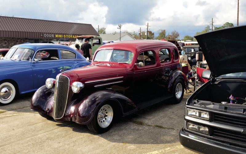More than 60 classics and customs were on display Saturday at Woods Plaza before the Cruise later that evening. Photo by Randall Luker