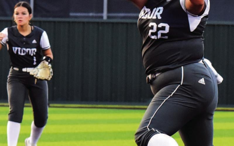 Sophia Aguirre on the mound in Lufkin.