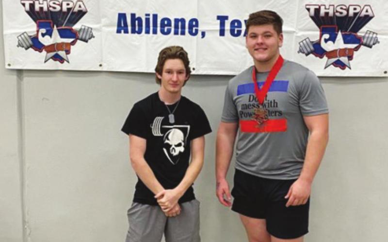 Vidor Powerlifters Chase Stansbury, left, and Tyler Webb traveled to Abilene last week to compete in the State Meet. Stansbury finished in 9th place in the 114 pound class and Webb finished 5th in the 308 pound class.
