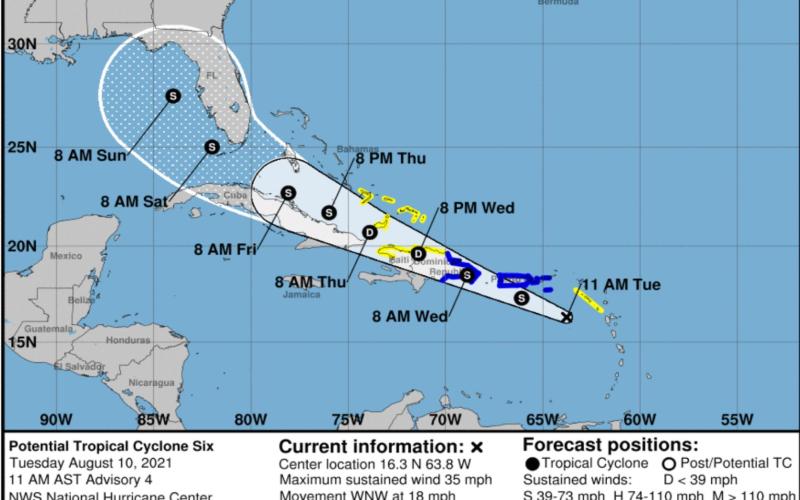 Storm’s expected path remains east