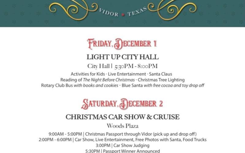 Vidor’s Hometown Holidays set for December 1-3 with more events scheduled