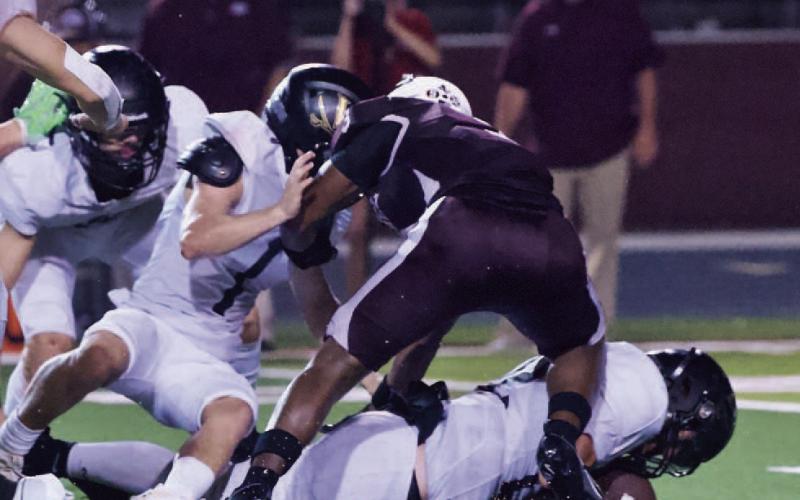 Aiden Villafano jumped on this Jonah Royce Brown fumble deep in Tiger territory and Riley Marlow carried the ball into the end zone for the Pirates’ second touchdown of the evening. Photo by Randall Luker