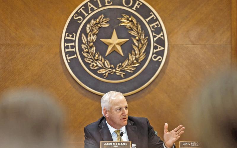 State Rep. James Frank, R- Wichita Falls, chairs the House Human Services Committee hearing at the Capitol on March 21, 2022. The committee is investigating reported allegations of sexual exploitation at a facility in Bastrop. Credit: Jordan Vonderhaar for The Texas Tribune member empowerment and management of the flow of legislation if he became the chamber’s leader. Like the