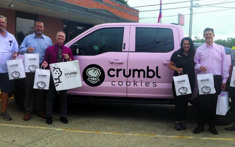 All Vidor ISD employees received a Crumbl cookie from Dr. Killgo in celebration of our B rating from Texas Education Association. Priscilla (VHS '93) and John Healy of Crumbl delivered happy pink boxes to all of the campuses today! Pictured (L to R): Dr. Billy Jordan (VISD School Board Member), David Croak, Dr. Jay Killgo, Priscilla Healy, John Healy, Dr. Travis Maines VISD Courtesy Photo