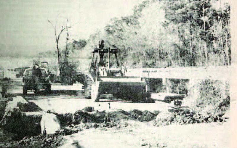 Demolition work on the Old 90 bridge has begun. A section of road on either end of the existing bridge has been excavated. Destruction of the bridge itself will take a few months to complete. When the new bridge is built, it will be slightly longer and about ten feet wider. Archive Photo