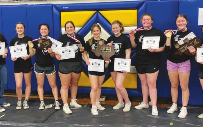 L-R Emma Hutson, Silvia Botello, Brianna Williams, Kylie Welch, Marissa Caskey, Hope Dilley, Olivia McWherter, Ellis Prudhome, Sage Grooms, Camryn Barragan, Emma Dycus