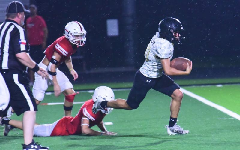 Daigen Venable broke several tackles before he cleared the BC secondary on his way to a Pirate touchdown Thursday. Photo by Randall Luker