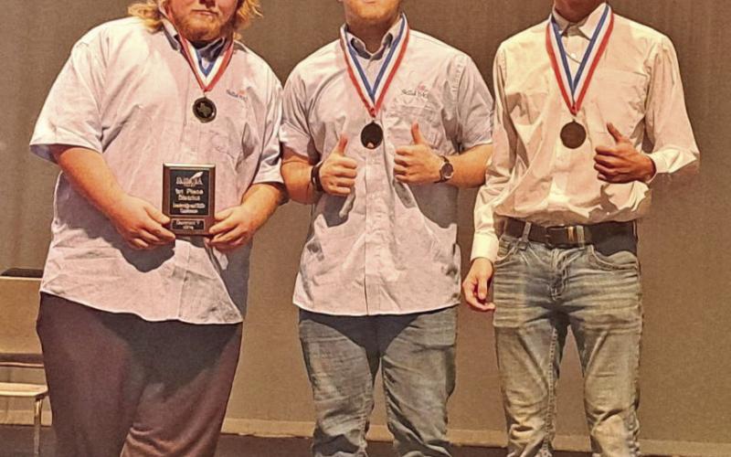 Pictured are: John Thibodeaux -1st Place, Brooklyn Freeman - 2nd Place, Jayse Luu - 3rd Place