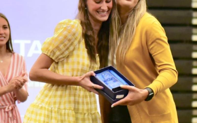 Jaden Lee received the Heart of the Lady Pirates Award from Coach Sampere.