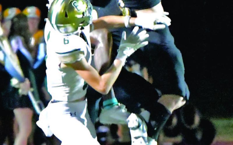 Interception Brody Bloss intercepts a Bear pass in the end zone late in the first half to kill a Bear drive.
