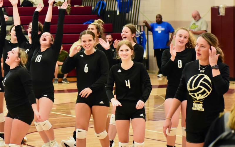 The Vidor Lady Pirates celebrate