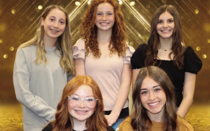 Freshman: Michaela Droptini, Annabella Burns, Allie Williams, Sophie Buckley, and Laney King