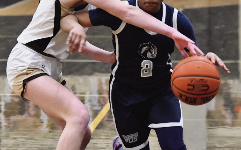 Hadlie Jackson attempts a steal Tuesday versus WOS.