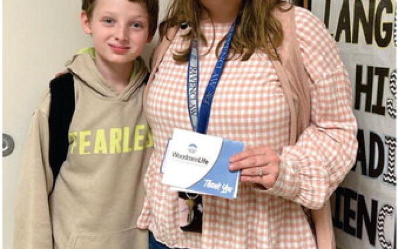 Mrs. Marissa Woodall, 5th grade music teacher at Vidor Middle School VMS, received a teacher grant from student Caden Barton. The grant is funded by WoodmenLife - Bridge City, TX Chapter 32. VISD Courtesy Photo