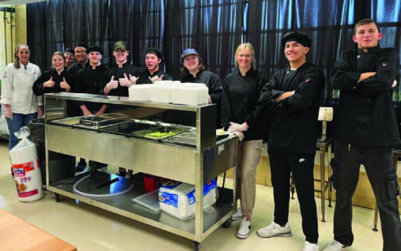 ADVANCED CULINARY CLASSES UNDER MRS. SPELL’S TUTELAGE ARE CREATING AND SERVING DELICIOUS FOOD FOR TEACHERS EACH THURSDAY. Here is a pic of some of the counseling department enjoying the new cafe opened by Mrs. Spell and her culinary students. They serve a treat for the faculty every Thursday! Today we enjoyed chicken spaghetti, salad, garlic bread, and a yummy cookie! They entertained us with food and their amazing personalities! So much fun!!! Courtesy photo VISD