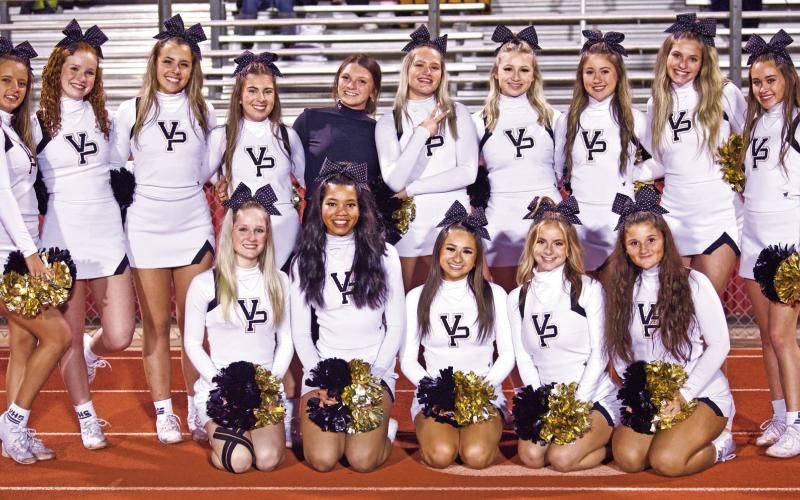 The Varsity Lady Pirate Cheerleaders will be making the trek to Nacogdoches Thursday to support the Vidor Pirates in their bi-district playoff game versus the Lindale Eagles at SFA’s Homer Bryce Stadium. Kickoff is at 7 p.m.