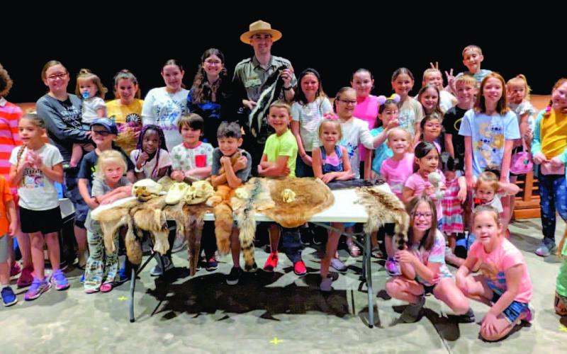 The last Vidor Public Library Summer Reading program 2023 event was presented on Wednesday, June 28, 2023, by Ranger Scott Sharaga and his intern Lorna Puhl. Ranger Scott and intern Lorna are from the Big Thicket National Preserves Texas, and they talked about all the events and things that the Big Thicket has to offer the community and surrounding areas. The children were able to explore some animals from the Big Thicket with sample pelts and skulls presented by the guests. Courtesy Photo
