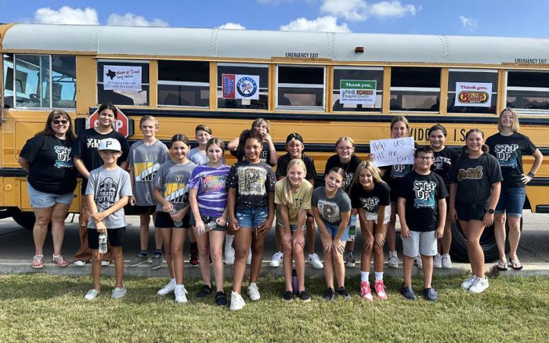 Vidor Middle School Pirate Council volunteered for the early shift during the Fill the Bus school supply drive. (courtesy photo) Courtesy Photo