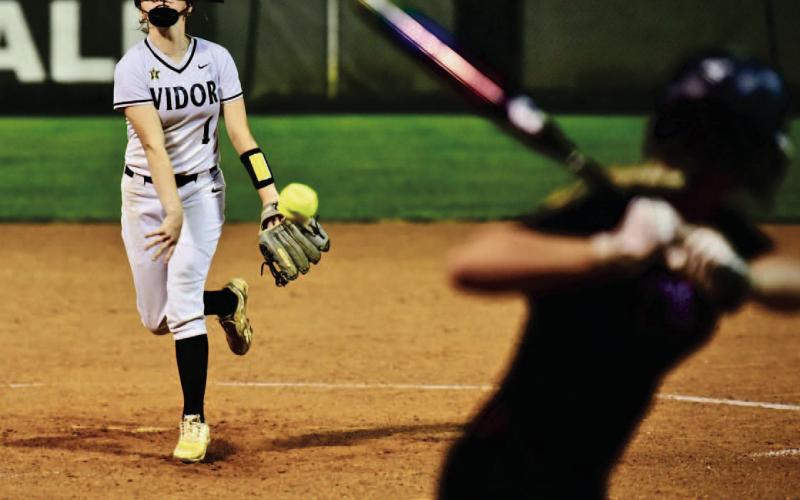 Keira McCurley went the distance on the mound for the Lady Pirates in their 14-4 home victory over the Silsbee Lady Tigers. Photo by Randall Luker