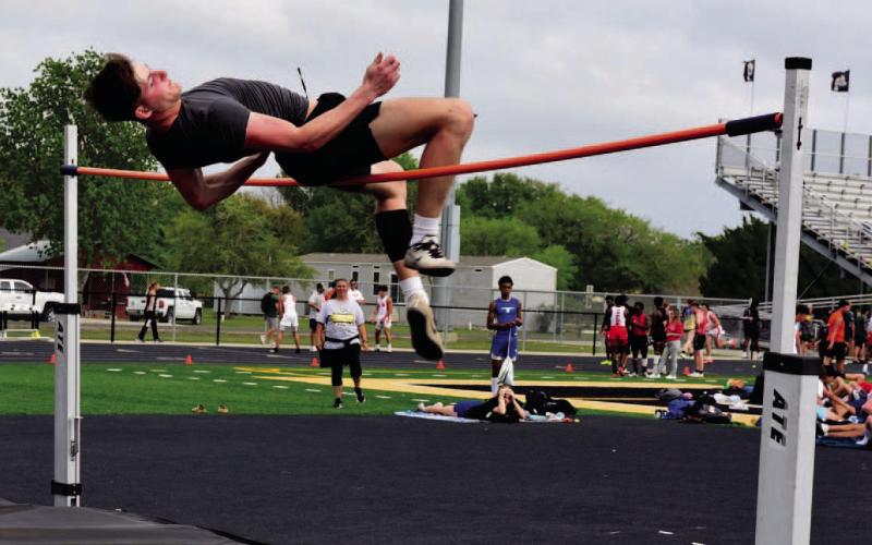 Dane Villadsen placed second in the high jump at the Anahuac meet Thursday. Photo by Randall Luker
