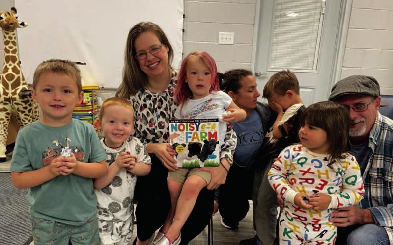 Itty Bitty Story Time was held on Tuesday April 18, 2023, at the Vidor Public Library. Library clerk Sarah Screws read “Noisy Farm” by Tiger Tales. The children used markers to color plaster animal figurines. Courtesy Photo