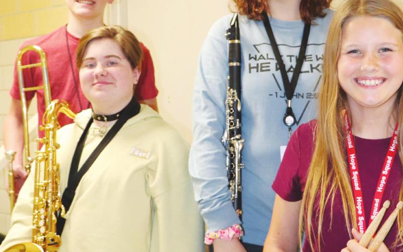 Members of the VJHS concert band winning medals for their solos at contest were Ethan Cox, Justine Nolan, Rhiannon Finnerty, and Claire Fawcett.
