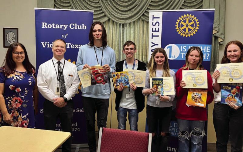 Congratulations to our Vidor High School March Students of the Month! Thank you Rotary Club of Vidor for your continued support. 9th- Zoie Kovatch, 10th- Ethan Crumpler and Paige Neff, 11th- Lane King, 12th- Brad Peck VISD Courtesy Photo