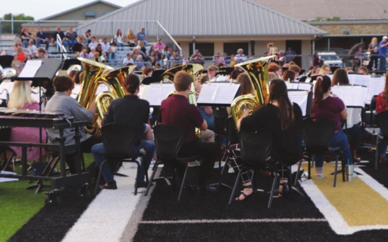 The VHS band played pre-ceremony music while the crowd, limited to fifteen guests per graduate, assembled.