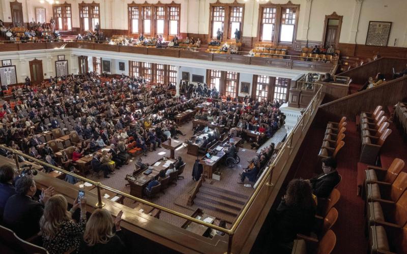 Gov. Greg Abbott addresses the Texas House during the Opening Day of the 88th Texas Legislature at the Texas Capitol. School vouchers will have strong support in the Texas Legislature next year but some opponents hope proponents will fail to agree on the details of the proposed program. Credit: Bob Daemmrich for The Texas Tribune