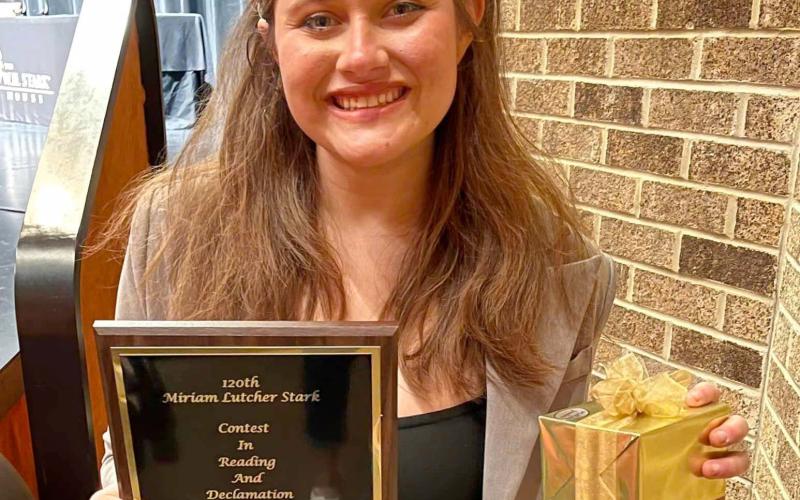 Vidor High School student Elyse Walker is the 2024 Stark Reading Declamation winner for Orange County, and is the recipient of scholarships totaling $7000 from the Stark Foundation.