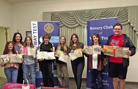The Rotary Club of Vidor Texas recognized the Vidor High School December and January students of the month with a luncheon in their honor. Pictured are December Students of the Month Averie Garris, Michaela Droptini, Lane Mathues and Olivia Aery along with January Students of the Month Maddison Cassell, Ryan Hill, Eric Odom and Julia Bourgeois.