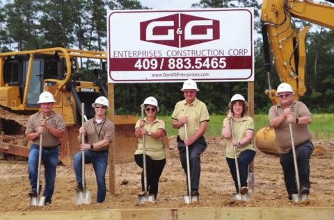 Vidor ISD school board members and Superintendent of Schools Dr. Jay Killgo break ground for the new Vidor Middle School Thursday. courtesy photo